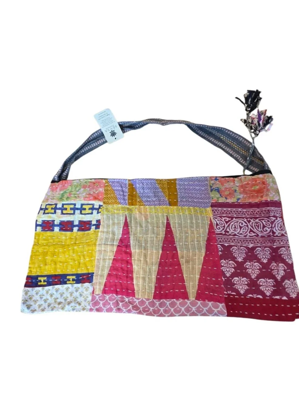 Sevya Handmade Patchwork Kantha Crossbody Bag Boho Artisan Fair Trade